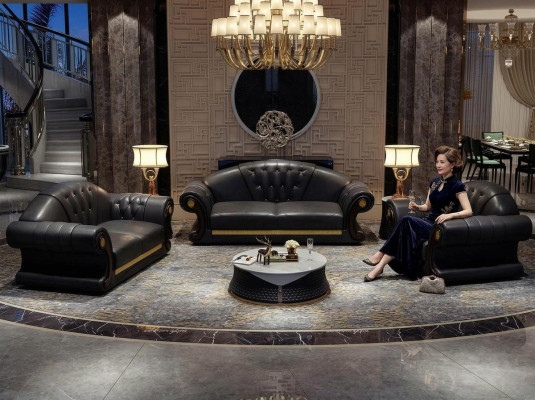 Chesterfield Sofa Set Complete Set Sofa 6-piece Seat Cushion Side Table Table