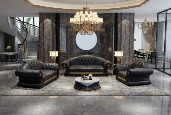 Chesterfield Sofa Set Complete Set Sofa 6-piece Seat Cushion Side Table Table