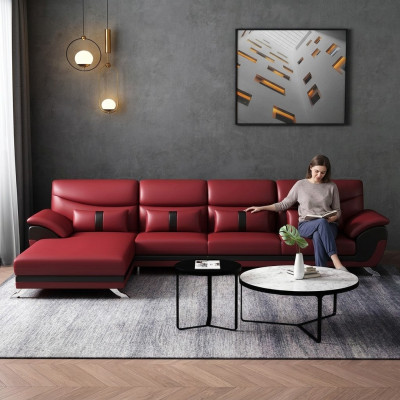 Design living room leather-upholstered corner sofa sectional couch L-shaped sofa