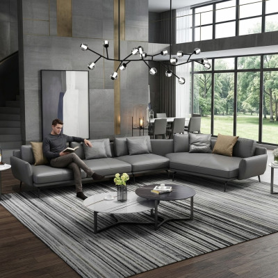 Leather cushion design corner sofa couch sofa L-shaped living landscape living room