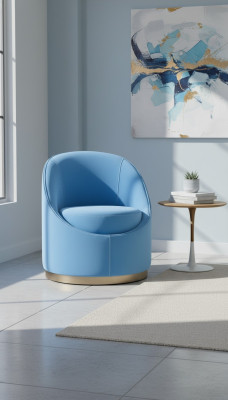 Blue Design Hotel Lounge Club Armchair Upholstered Chairs Living Room