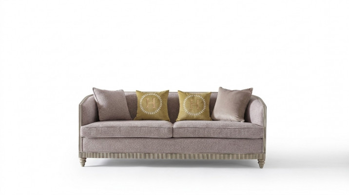 Italian style furniture three-seater sofa couch upholstered sofas wood textile