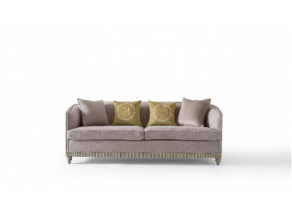 Italian style furniture three-seater sofa couch upholstered sofas wood textile