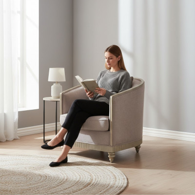 Living room luxury armchair hotel upholstery decor modern single-seater designer grey