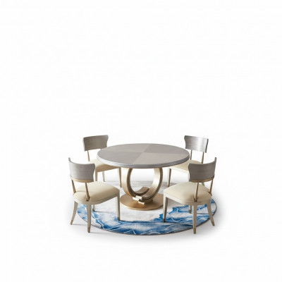 Complete dining room set round table + 4x armchairs
