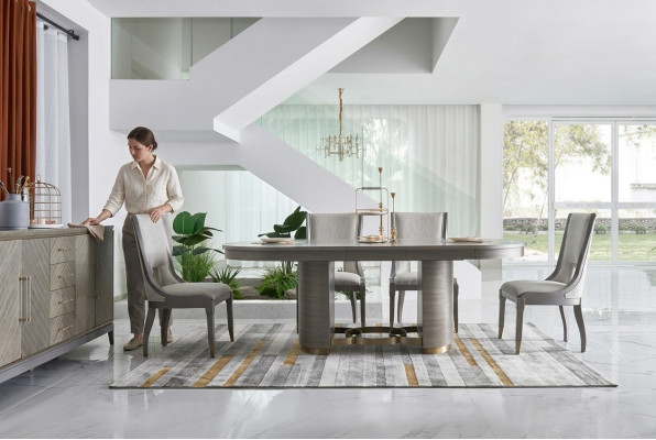 Luxury dining set table with 6 armchairs complete group Dubai style