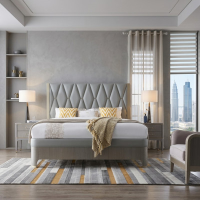 Bedroom set bed nightstand design modern luxury bed group
