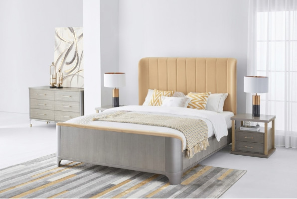 Bedroom set bed nightstand design modern beds group leather 3-piece.