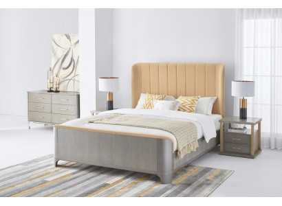 Bedroom set bed nightstand design modern beds group leather 3-piece.