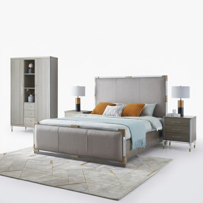 Luxury bedroom furniture bed 2x nightstand set beds Dubai hotel furniture