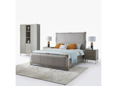 Luxury bedroom furniture bed 2x nightstand set beds Dubai hotel furniture