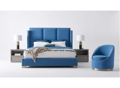 Royal blue bed double bedroom beds textile 180x200 luxury hotel