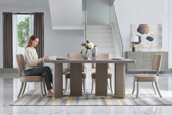 Complete dining room set table + 4x upholstered chairs luxury dining group