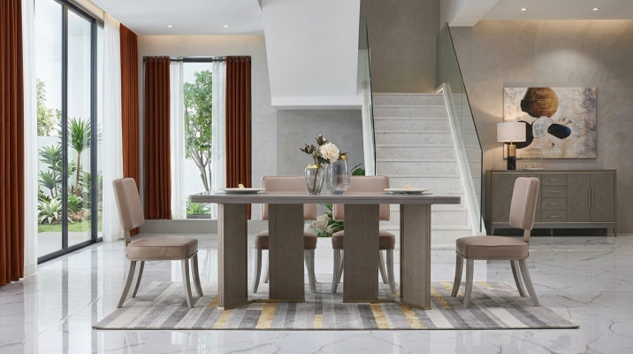 Complete dining room set table + 4x upholstered chairs luxury dining group