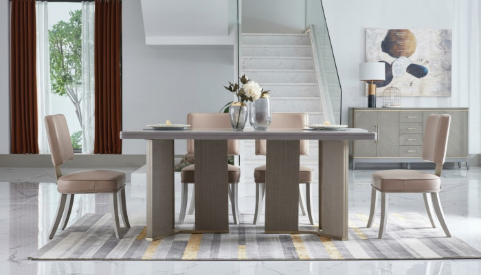 Complete dining room set table + 6 upholstered chairs luxury dining group