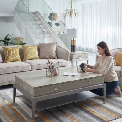 Luxury coffee table, living room, wood tables, high-quality furniture, side table