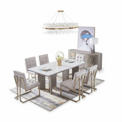 Table set ensemble dining table 6 chairs luxury style furniture 8-piece chair group