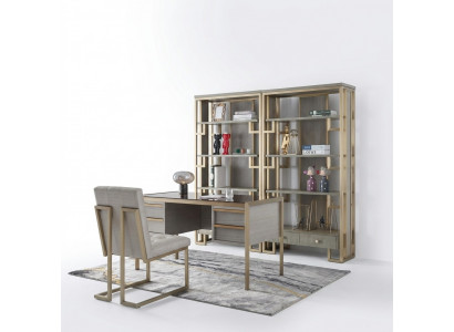 High-quality designer office furniture style set: table, armchair, display cabinet, 4-piece.