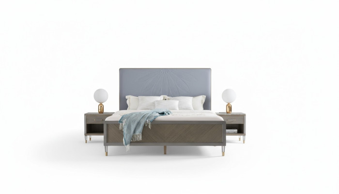 Luxury bed bedroom furniture 2x nightstand set beds Dubai hotel furniture