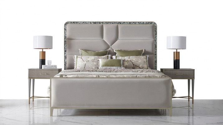 Luxury bed bedroom furniture 2x nightstand set beds Dubai hotel 3-piece set