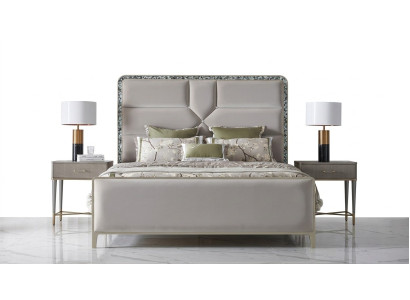 Luxury bed bedroom furniture 2x nightstand set beds Dubai hotel 3-piece set