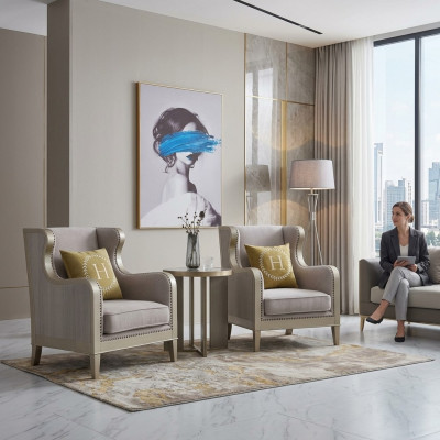 Armchair Set Upholstered Single-Seater 2x Lounge Club Design Chairs Luxury Furniture Hotel