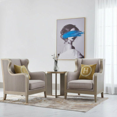 Armchair Set Upholstered Single-Seater 2x Lounge Club Design Chairs Luxury Furniture Hotel
