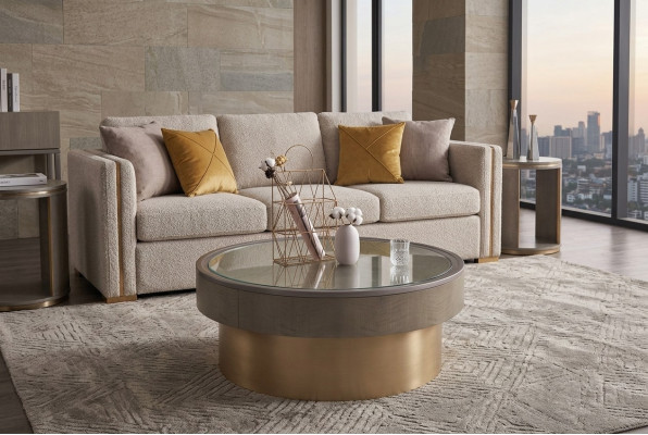 Round design coffee table glass round table side tables round sofa