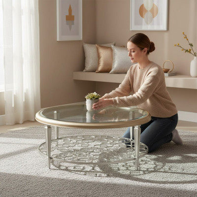 Coffee table side table glass table living room designer table furniture round