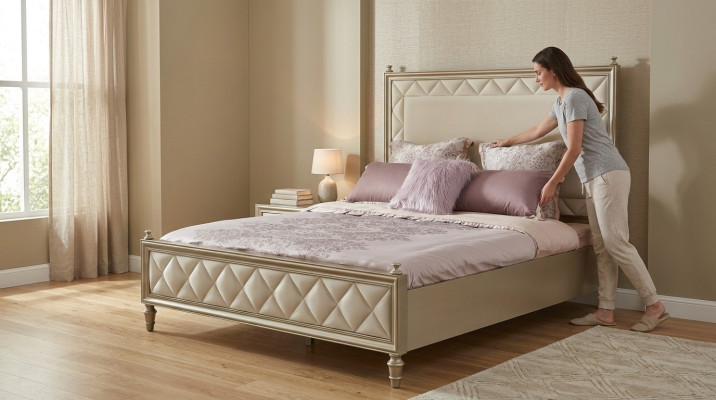 Classic Bed Double Bed Designer Leather Hotel Upholstered Beds Textile Spouse