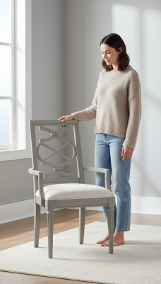 Luxury designer chair with armrests, genuine textile furniture single-seater wood