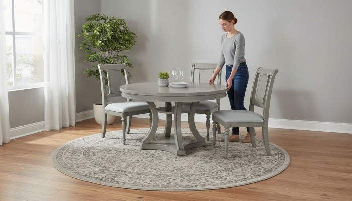 Round dining table armchair set 4x dining group dining table suite luxury wood