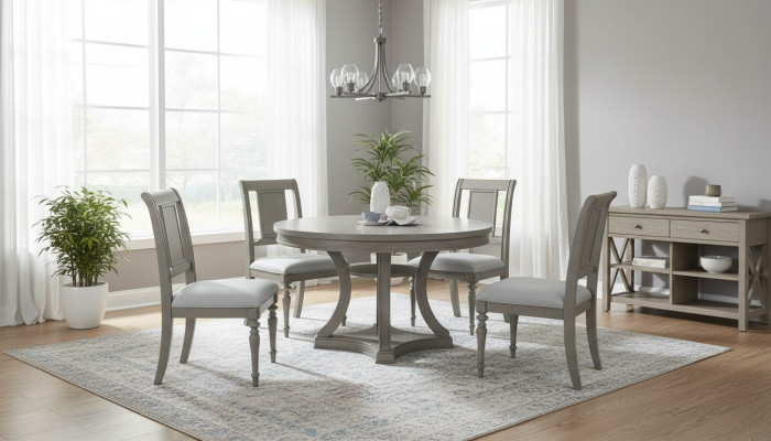 Round dining table armchair set 4x dining group dining table suite luxury wood