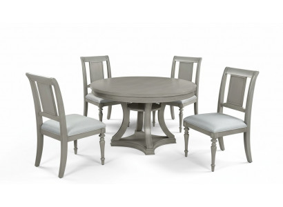 Round dining table armchair set 4x dining group dining table suite luxury wood
