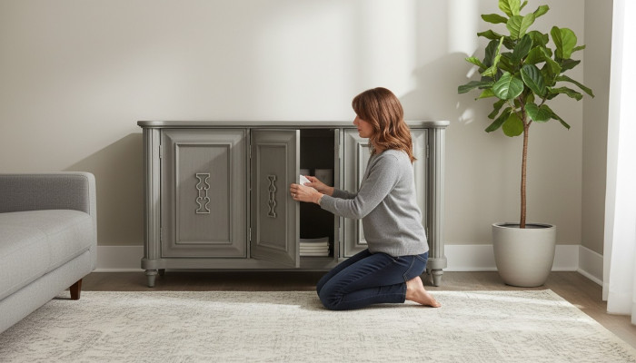Dresser sideboard console wood cabinet wardrobe sideboard design furniture gray new
