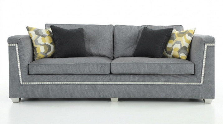 Sofa Set 3+1 Gray Living Room Textile Upholstered Furniture Modern Sofa