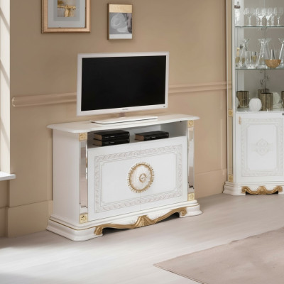 White RTV Cabinet Shelf Cabinets Italian Style Furniture Dressers Sideboard