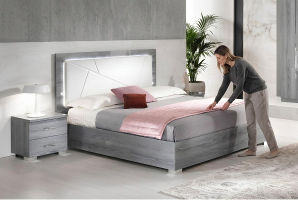 Bedroom 3-piece set Bed 2x Nightstand Console Beds Double Hotel Upholstery