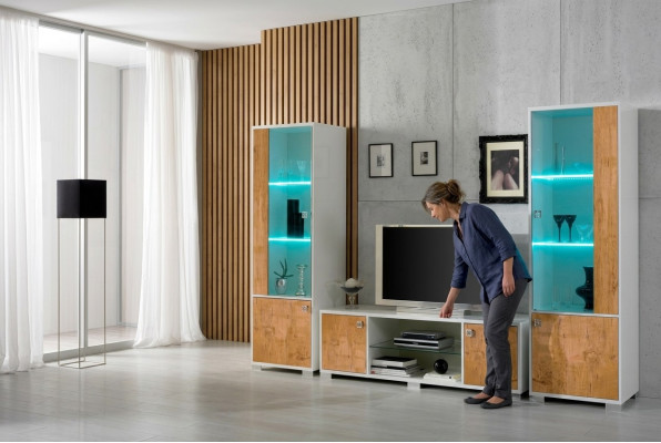 Wall unit 3-piece set. TV stand + 2x display cabinets. Italian design furniture, living room luxury furniture.