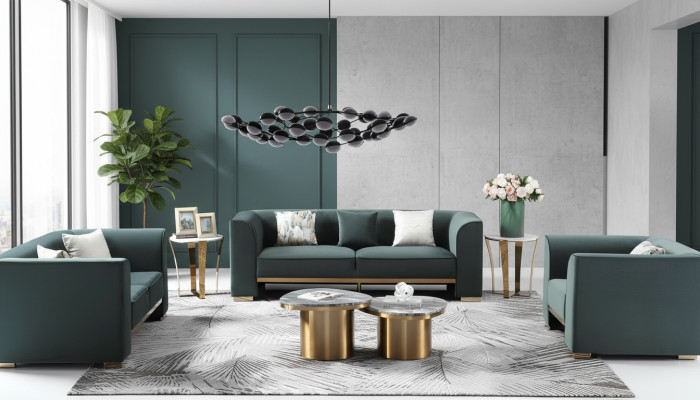 Sofa set 321 seater set 2x side tables 2x coffee tables luxury furniture 7-piece new
