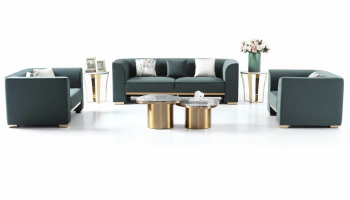 Sofa set 321 seater set 2x side tables 2x coffee tables luxury furniture 7-piece new