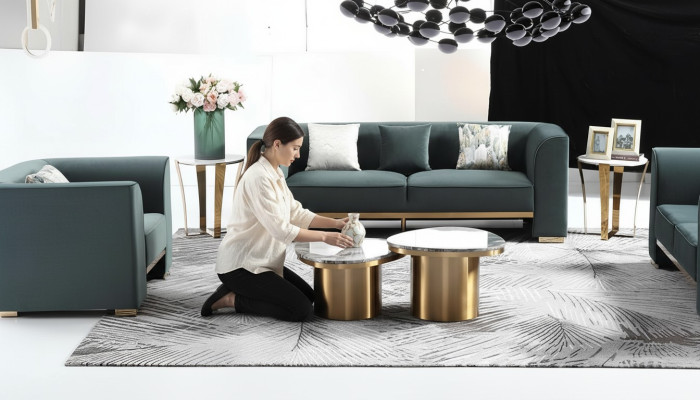 Designer round coffee table, living room table, coffee table, sofa table, marble side table.