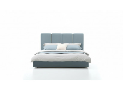 Designer Bed Blue 180x200 Bedroom Beds Textile Hotel Luxury Upholstered Seat