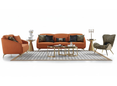 Three-seater couch upholstery design sofa modern 3-seater sofas room furniture orange