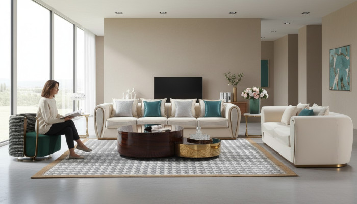 Sofa set 3+2+1 seater set design sofas upholstered couches modern textile relax