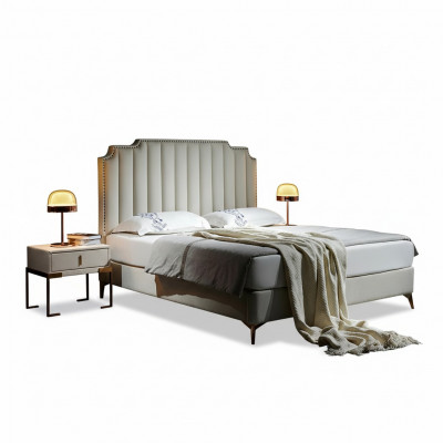 Bed Leather 2x Nightstand 3 Piece Bedroom Set Furniture Modern New Luxury Beds