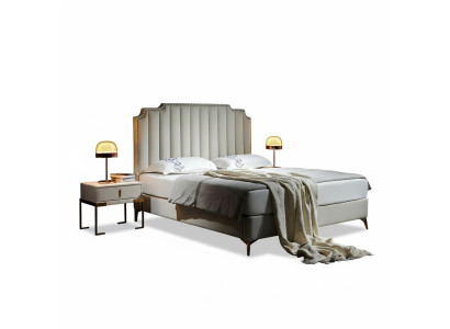 Bed Leather 2x Nightstand 3 Piece Bedroom Set Furniture Modern New Luxury Beds