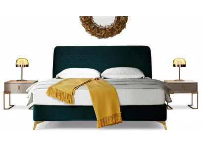 Bedroom 3-piece set bed, 2x nightstand console, upholstered double hotel beds