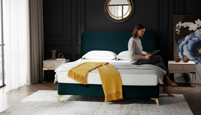 Bed 180x200cm Textile Bedroom Furniture Luxury Modern Bed Design Velvet Bed