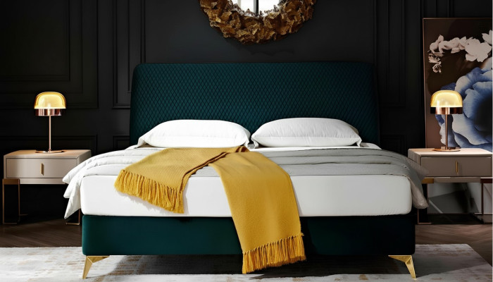 Bed 180x200cm Textile Bedroom Furniture Luxury Modern Bed Design Velvet Bed